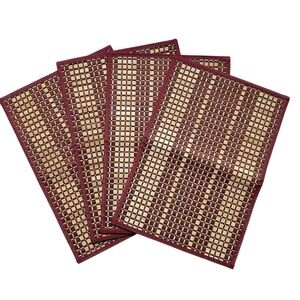 Set of 4 Burgundy and Bamboo Woven Placemats